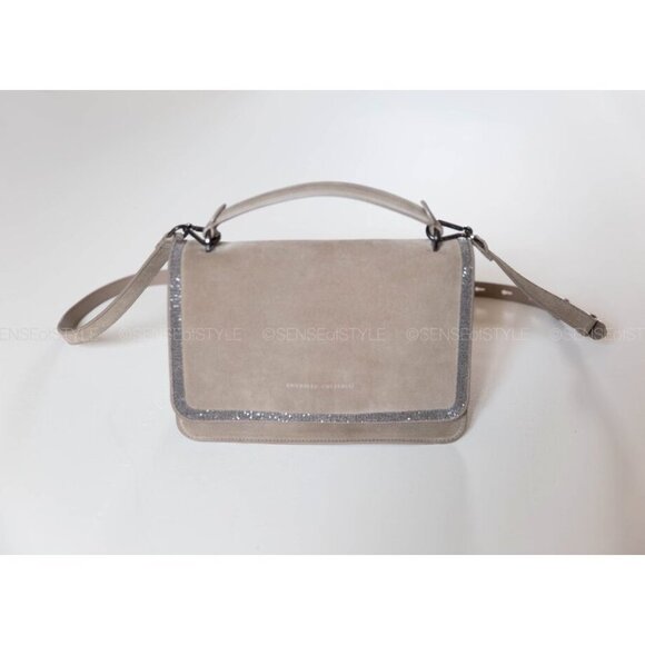 Brunello Cucinelli Large Monili Suede Top-Handle and Shoulder Bag - Picture 2 of 13